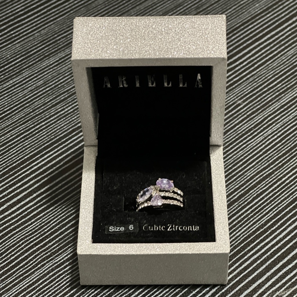Ariella CZ Amethyst Cluster Ring - US Size 6